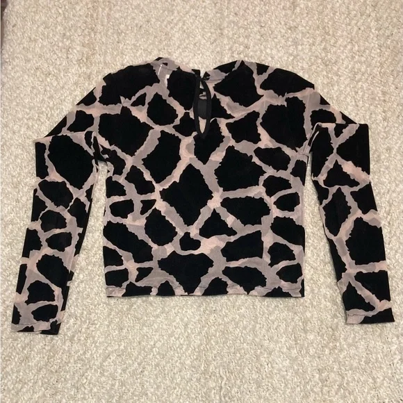 Topshop Giraffe Print Sheer Top size 6 Pink/Black - Picture 4 of 5